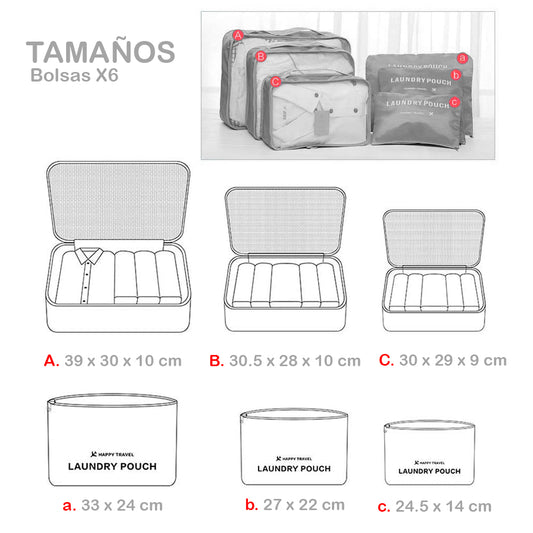 Combo De Bolsos X6 + Organizador CBVIJ-Z