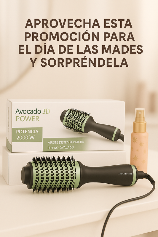 Cepillo Secador 2 en 1 Avocado3D Y Termoprotector + Obsequio