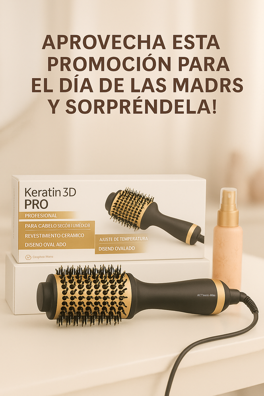 Cepillo Secador 2 en 1 Keratin3D Y Termoprotector + Obsequio